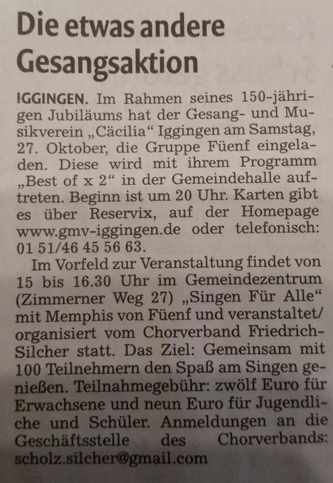 Artikel aus der Remszeitung vom 23.10.2018