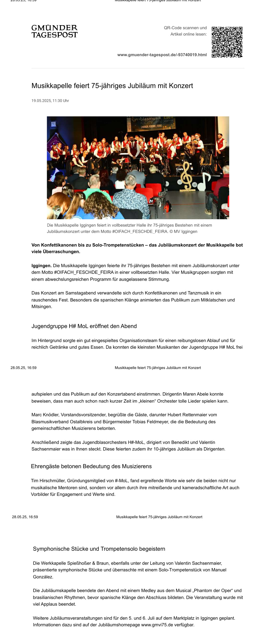 Artikel aus der Gmünder Tagespost vom 19.05.2025